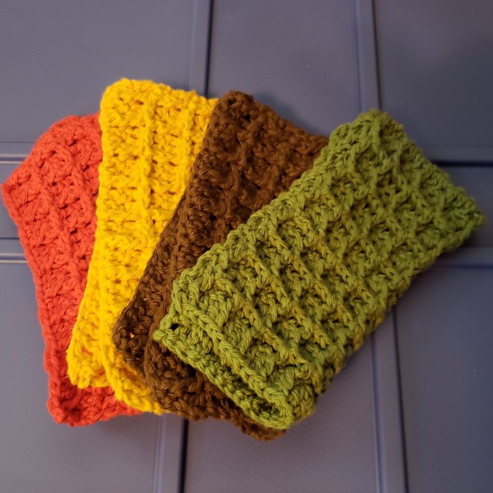 Crochet Waffle Texture Dishcloths - Fall Colors